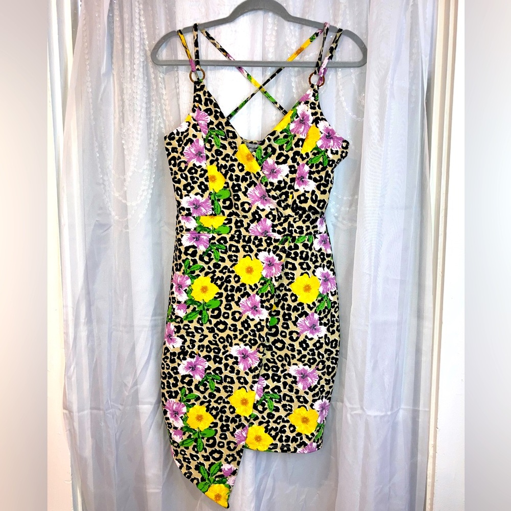 Almost famous mini leopard and floral dress